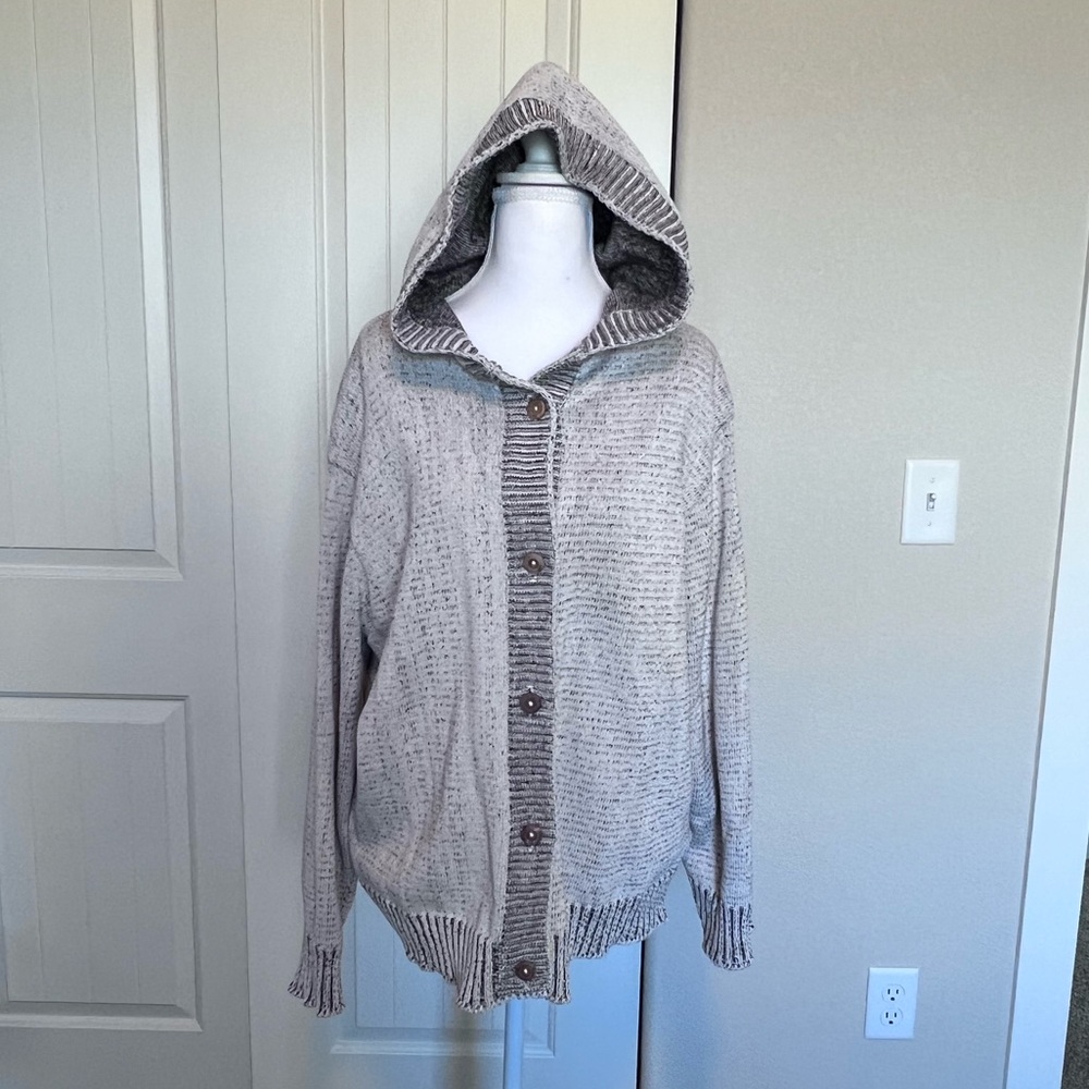 Vintage Binghamton Knitting Co Inc Hooded Cardigan Moose Made in USA Sz XL - Picture 8 of 13